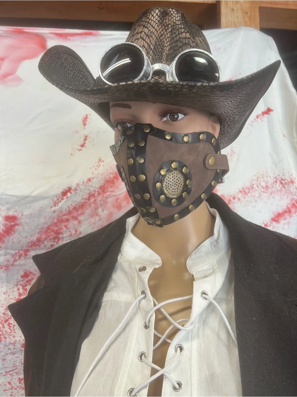 Brown Steampunk Pirate Coat Costume with Mask